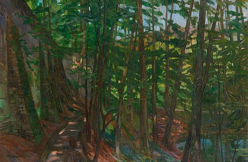 WILHELM TRÜBNER, Abdij Neuburg, parkmuur met forellenvijver, 1913