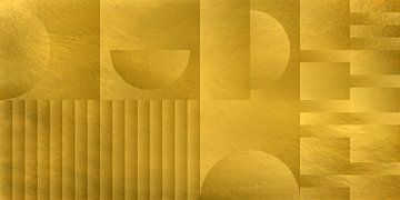 Abstracte geometrische vormen in goud. Retro geometrie nr. 4 van Dina Dankers
