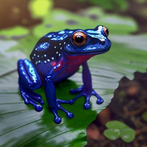 Portrait d'une grenouille bleue au venin de flèche Illustration sur Animaflora PicsStock