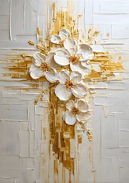 Flowers on white background cross