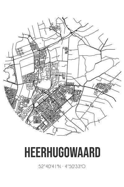 Heerhugowaard (Noord-Holland) | Map | Black and White by Prints of Place