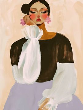 Modern portrait "She's cute" by Carla Van Iersel