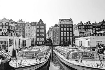 Centre-ville d'Amsterdam Pays-Bas Noir et blanc