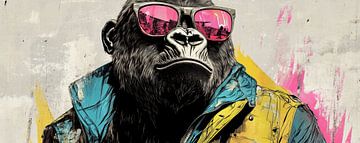 Gorilla Zonnebril | Graffiti Gorilla met Kleurige Jas van OMG Art