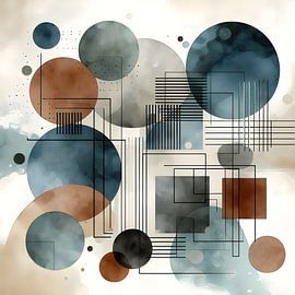 Abstracte Kunst Met Geometrische Organische Vormen En Lijnen van Jessica Berendsen