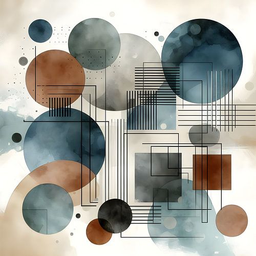 Abstract Art With Geometric Organic Shapes And Lines