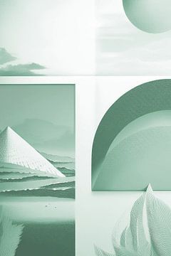 Surreale Landschaft in warmen Grüntönen von Irene Ibanez