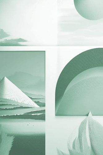 Surreal landscape in warm green tones