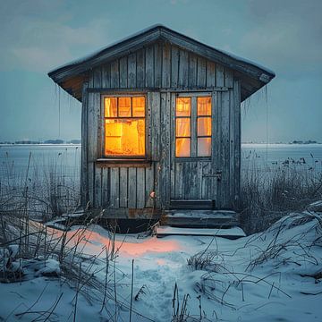 winterhut meer schemering raam gezelligheid rust van gm_designs