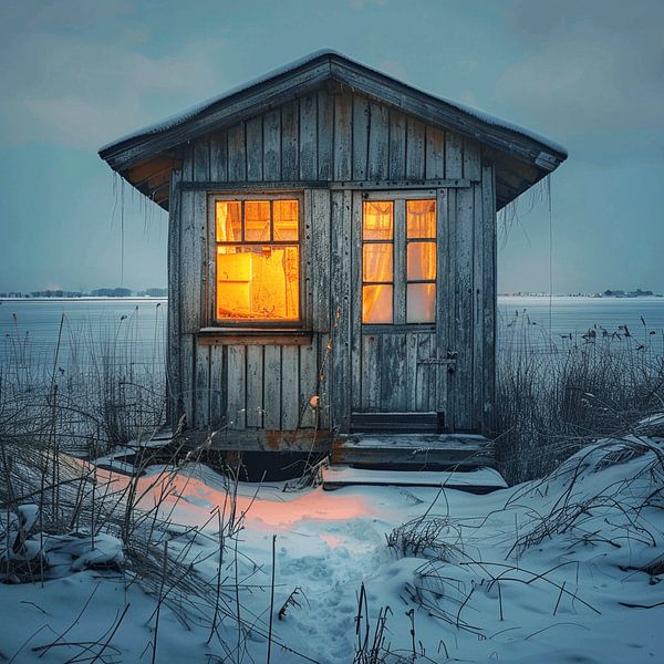 winterhut meer schemering raam gezelligheid rust van gm_designs