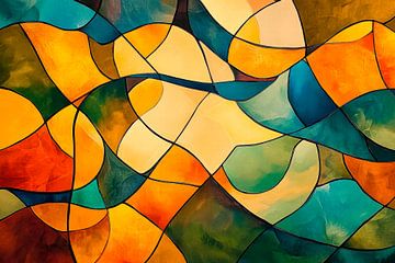 Coloured wave patterns - Abstract art by Poster Art Shop