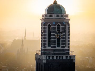 The Peperbus in morning mist over Zwolle by Thomas Bartelds