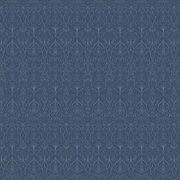 Royaal blauw - Behang symmetrisch print van Studio Hinte