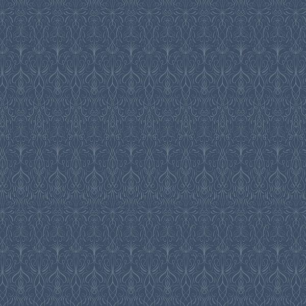 Royaal blauw - Behang symmetrisch print van Studio Hinte