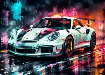 Porsche 911 GT3 RS White with Black Stripes by MIROKKU
