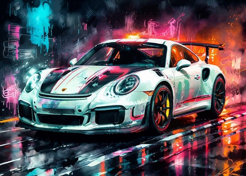 Porsche 911 GT3 RS Weiß mit schwarzen Streifen von MIROKKU