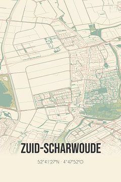 Vintage landkaart van Zuid-Scharwoude (Noord-Holland) van Rezona