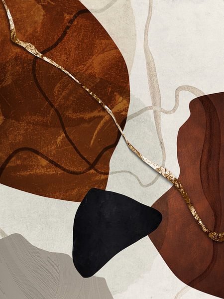 Organic geometric abstract art in earth tones by Online Arts