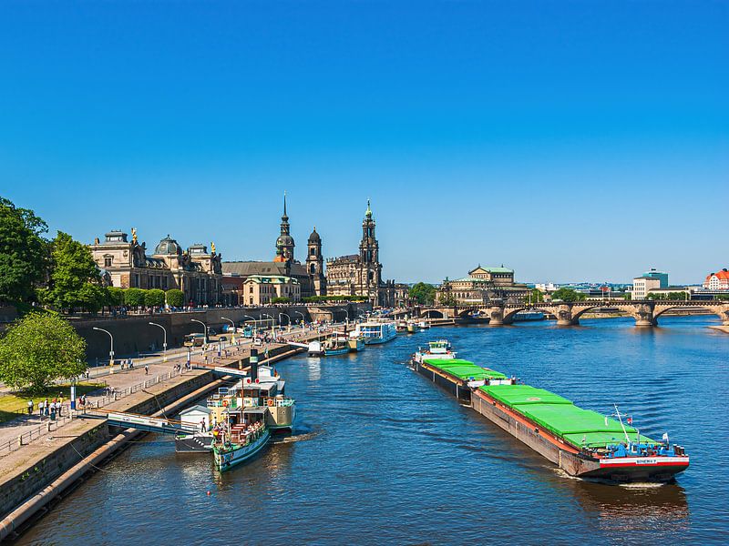 Historical townscape on the Terrassenufer, Dresden, Germany by Ullrich Gnoth