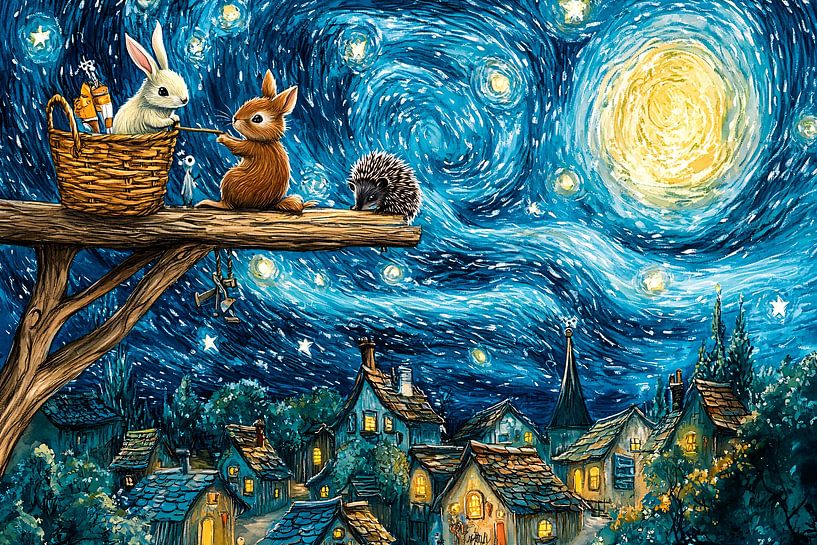 Des animaux enchanteurs sous un ciel étoilé par Art & Soul Creations