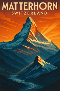 Matterhorn Schweiz Vintage Alpine Poster