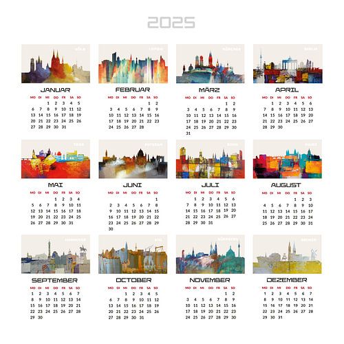 Calendrier allemand 2025 sur Harry Hadders Design