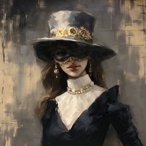 Dame mit Maske von Blikvanger Schilderijen
