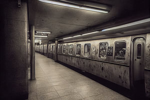 Gemälde einer U-Bahn im Untergrund Illustration