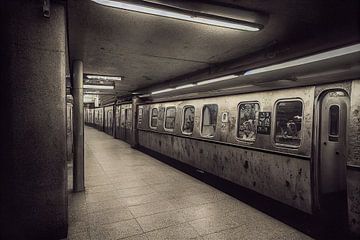 Schilderij van een ondergrondse metro Illustratie van Animaflora PicsStock