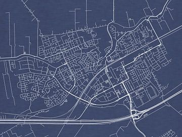 Carte de Woerden en bleu royal sur Map Art Studio