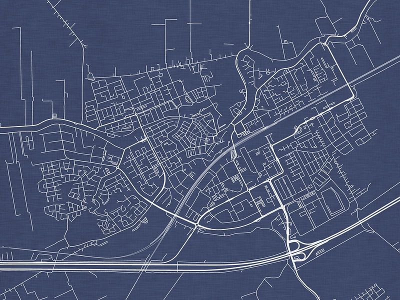 Map of Woerden in Royal Blue by De Kaartenwinkel