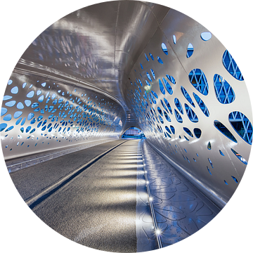 Verlichte Parkbrug bij nacht, Antwerpen van Tony Vingerhoets