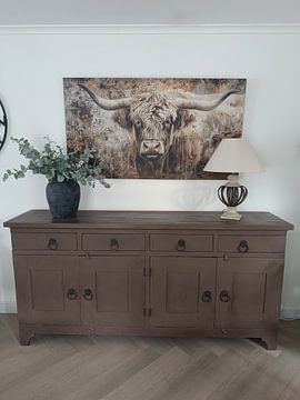 Klantfoto: Roestige Reflectie - De Highland Wachter - Schotse hooglander van Eva Lee