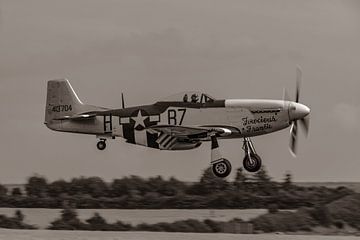 The P-51 Mustang "Ferocious Frankie" photographed during its landing at Duxford. by Jaap van den Berg