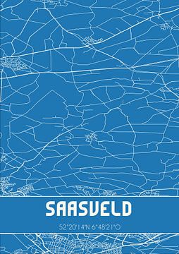 Blaupause | Karte | Saasveld (Overijssel) von Rezona