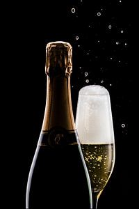 Champagne glas met fles