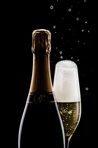 Champagne glas met fles