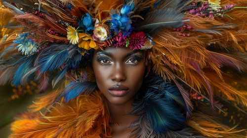 Afrikaans model met veren