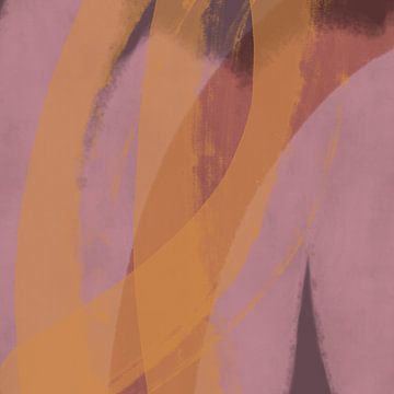 Abstracte lijnen en vormen in lila, oker en bruin