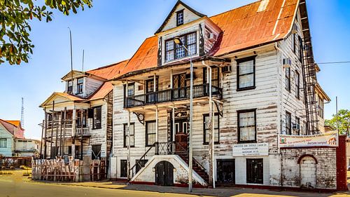 Wooden houses in Paramaribo the capital of Suriname
