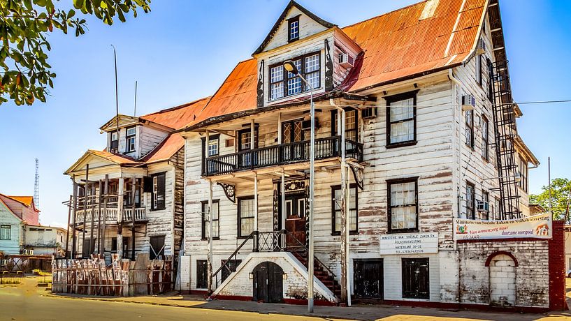 Wooden houses in Paramaribo the capital of Suriname by René Holtslag