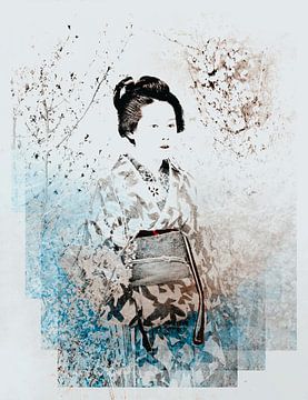 Géométrie rétro Geisha de style Japandi sur Mad Dog Art
