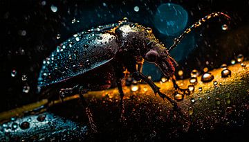 Käfer im Regen mit Regentropfen von Mustafa Kurnaz