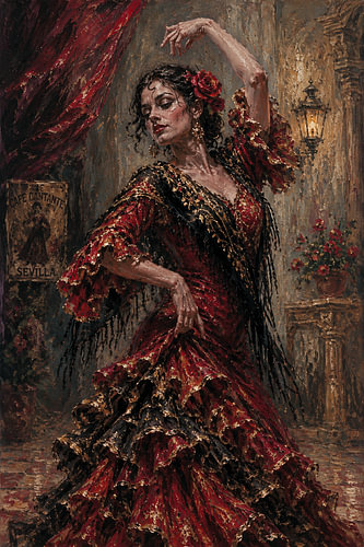 Spanish flamenco dancer painting.
