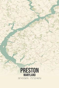 Vintage landkaart van Preston (Maryland), USA. van MijnStadsPoster