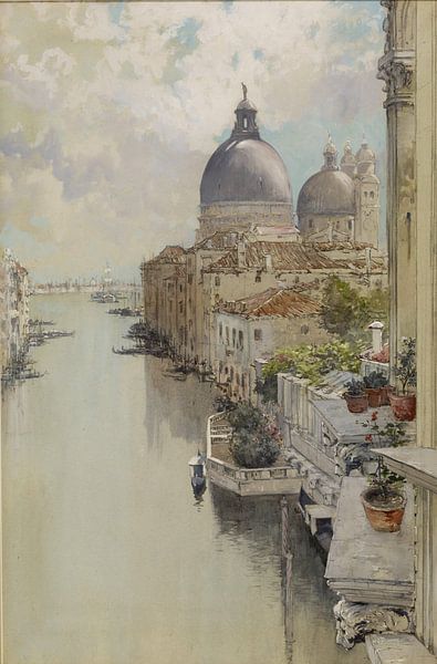 Francis Hopkinson Smith~Über einem Balkon, Blick auf den Canal Grande, Venedig von finemasterpiece
