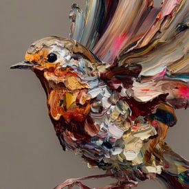 Expressiver Vogel in bunten Farben von But First Framing