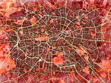 Kaart van Berlijn in de stijl 'Amber Autumn' van Maporia