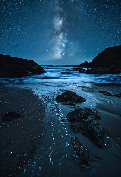 Nachthimmel an der Küste von fernlichtsicht
