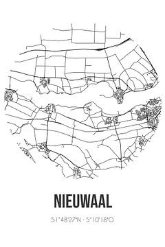 Nieuwaal (Gelderland) | Karte | Schwarz und Weiß von Rezona